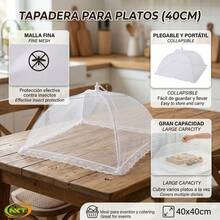 Cubierta para Comida Pop-Up 40cm Tapadera Mosquitera de Malla Grande Tapa Platos Plegable para Cocina y Exterior - Plateado - Ver 3