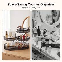 1Pc Multi-Tier Metal Countertop Organizer, Sturdy Multi-Use Rack, Vanity/Bathroom/Bathroom Counter, Black/Whit - 黑色 - 查看 4