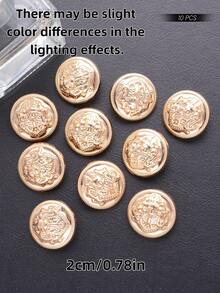 10pcs/Set Metal Embossed Round Buttons, Suitable For Campus Jackets, Women's Clothing, Coats, Fashion Sculptural Buttons, Tops, School Uniforms, Minimalist Handmade Metal Buttons, British Style - Gold - View 14