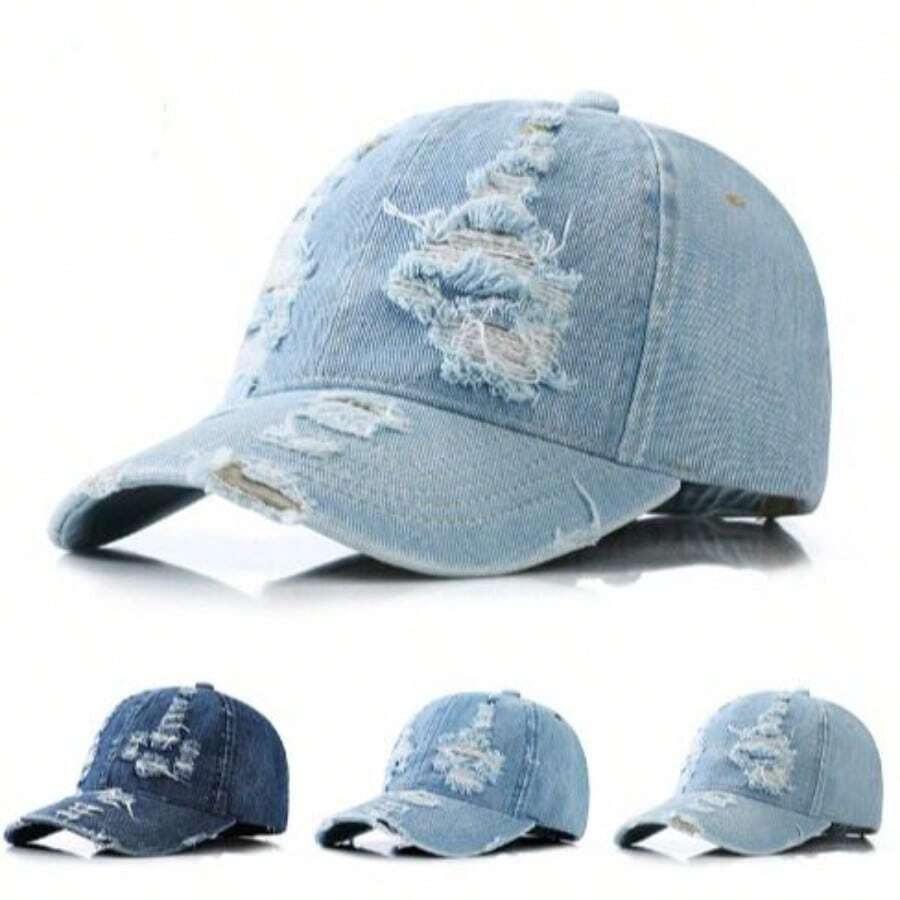 Mũ lưỡi trai mùa xuân/hè, mũ lưỡi trai bằng vải denim thoáng khí, mũ snapback cá nhân hóa, mũ chống nắng cổ điển dành cho nam và nữ. - Nhiều màu - Xem 1