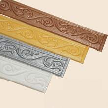 1pc 3D Wall Edge Trim Self-Adhesive Waterproof Baseboard Wall Sticker, Suitable For Living Room Home Decor - C - View 4