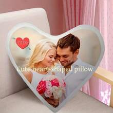 Cojín decorativo con forma de corazón personalizado, cojín de pareja con foto para dos personas, se pueden personalizar con fotos personales o de actores, mascotas, cantantes e ídolos favoritos, expresa amor con diseño en forma de corazón, adecuado para parejas y decoración del hogar, decoración del hogar romántica | Diseño interesante | Cojín decorativo - Subir personalización de imagen - Ver 3