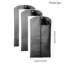 轻便拉链式衣物袋套装，带透明窗口，非常适合存放外套、毛衣、夹克、悬挂衣物 - 黑色 - 查看 9