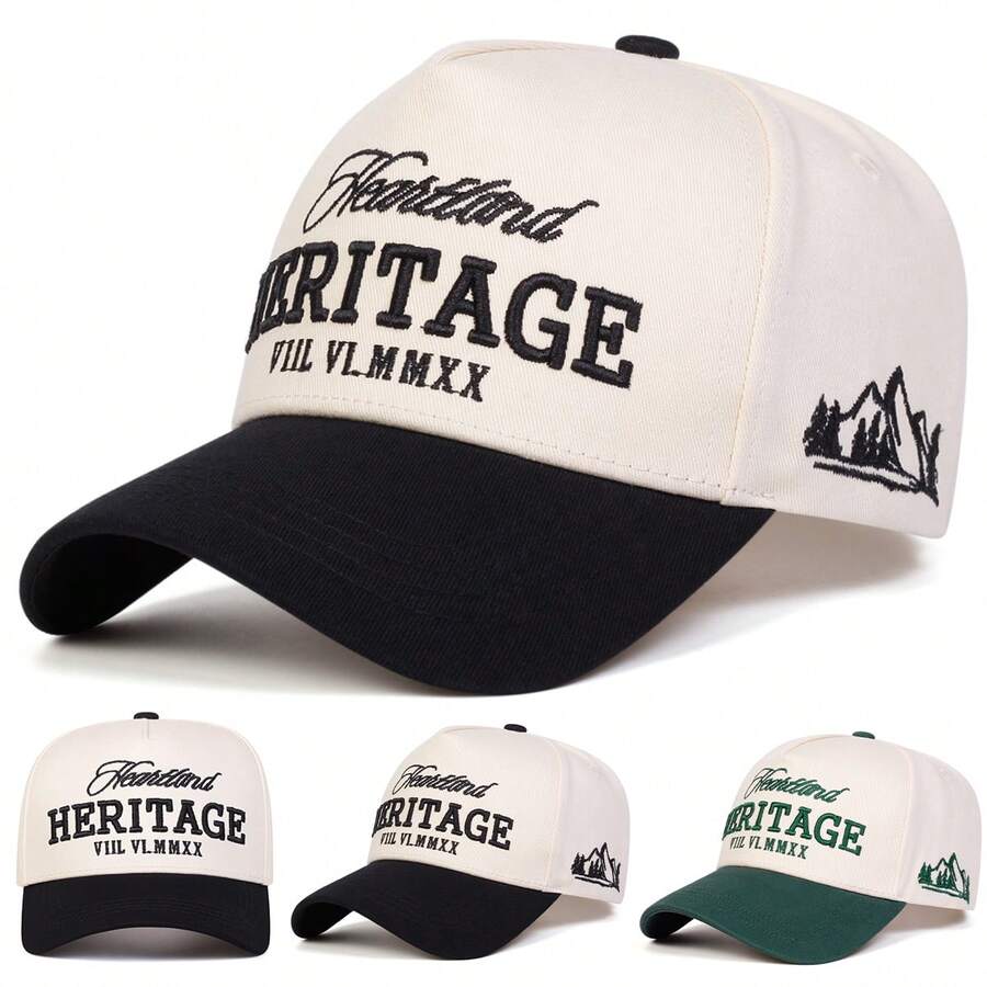 1顶男士 Heartland Heritage Viil Vl.Mmxx 卡车帽,个性化刺绣字母棒球帽,街头时尚五片帽,户外防晒休闲帽,适合春秋季旅行、海滩度假、夏季、假日、节日 - 多色 - 查看 1