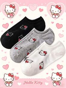 SANRIO 3/6/9 pares de calcetines de tobillo lindos, inocentes, de dibujos animados y casuales para mujer, adecuados para primavera/verano - Multicolor - Ver 3