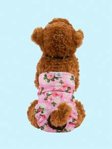1 pièce Couche lavable et réutilisable pour chien imprimée de roses avec trou pour la queue, sous-vêtement sanitaire étanche avec boucle et crochet réglable pour chiens de taille moyenne et petite, marque CuteBone - Multicolore - Voir 1