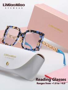 LiMiaoMiao 1 pezzo Occhiali da lettura rettangolari vintage unisex, multicolore, lenti trasparenti, occhiali da computer/lettura, ingrandimento da +1,0 a +4,0, con custodia e panno, adatti come regalo per le vacanze - trasparente - Visualizzare 20