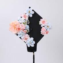 Handmade Pink & Blue Peony Daisy Graduation Cap Decor, Graduation Cap Accessory, Personalized Graduation Gift For University And High School Graduation Parties,Beach,Wedding - Multicolor - View 3