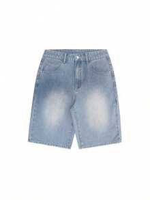 Plus Size Men's Retro Loose Denim Shorts, Casual Versatile Jeans - Light Wash - View 4