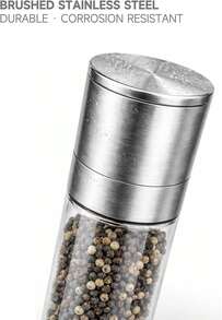 Professional Salt Or Pepper Grinder\U2013 Stainless Steel Refillable Pepper Mill With Adjustable Coarseness, Ceramic Rotor, Reliable &Amp; Portable Design (1 Pack) - Black - View 4