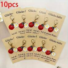 1/10pcs Lucky Ladybug & Daisy Keychain Gift Set - Includes Inspirational Ladybug Card, Suitable For Parties, Birthdays, Weddings, Graduations, Christmas, Thanksgiving, Etc.! Cute And Funny Ladybug Gift, Ideal Party Favor Or Travel Companion, Event Giveaway, Holiday Gift, Durable Keychain, Quality Paper Card, Theme Party Supplies, Graduation Ceremony Attendee, Wedding Guest - View 5