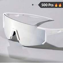 1 pieza Gafas de moda Y2K de gran tamaño con marco geométrico envolvente de una sola pieza, color blanco, adecuadas para ciclismo al aire accesorios de protección ocular para la vida diaria - Blanco - Ver 11