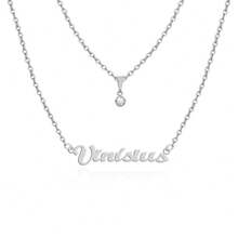 Colar Feminino corrente de nomes de masculino vinisius em aço inox prata prateada Dourado Não escurece Gargantilha Dupla - Vinisius-Duplo-Prateada - Visão 1
