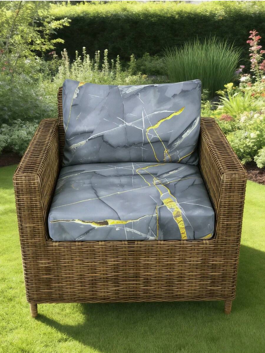1pc Marble Print Milk Silk Sofa Cushion Cover, High Elasticity Dust-Proof Washable Sofa Slipcover For All Seasons, Suitable For Outdoor Garden Patio Bedroom Dining Room Living Room - Multicolor - View 1