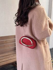 1pc Fully Rhinestoned Evening Bag, Luxury High-End Style, C-Shaped Handle Design, Party & Banquet Crossbody Bag For Women - Multicolor - View 12