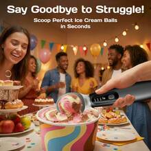 Cuchara para helado con calefacción de 2600mAh, cuchara para helado con calefacción ajustable con pantalla LED, recargable - Negro - Ver 9