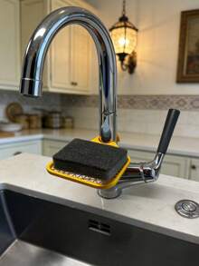 1 pieza Estante organizador para fregadero - Hecho de plástico, estante de almacenamiento multifuncional, se ajusta a grifos de 28 mm, puede sostener esponja, cepillo y paño de cocina, soporte para esponja, escurridor de paño de cocina, fácil de limpiar, accesorio de cocina - Multicolor - Ver 6