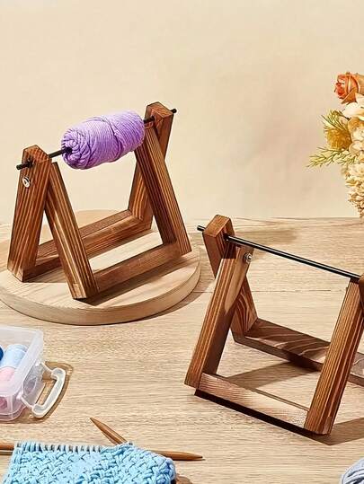 1pc Wooden Desktop Rotating Yarn Storage Rack, Ideal For Knitting, Crocheting, Craft Supplies Organization, Great Gift For Handmade Hobby Enthusiasts