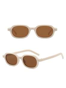 1 paire de lunettes de soleil unisexes à monture carrée beige, de style mode moderne. Convient pour les festivals de musique électronique, les voyages, les vacances, les sports, la conduite, les tenues de vacances, la plage, les sorties, les accessoires d'été, les sorties en famille, avec protection UV. Idéal pour le golf, la randonnée, les tenues élégantes, les accessoires de style de rue, l'atmosphère des vacances, les sports, les fêtes, les activités de plein air, la pêche, les vacances, la protection solaire. - Beige - Voir 2