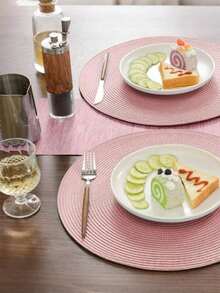 Mother'S Day Gift1Pc Handmade Woven Pink PP Placemat, 4.72 Inch Round Woven Coaster, Decorative Mat, Best Seller, Available In Multiple Colors, Table Mat, Wrinkle-Resistant Placemat, Suitable For Birthday, Housewarming, Celebration, Holiday Party, Family Gathering And More Occasions. - Navy Blue - View 11
