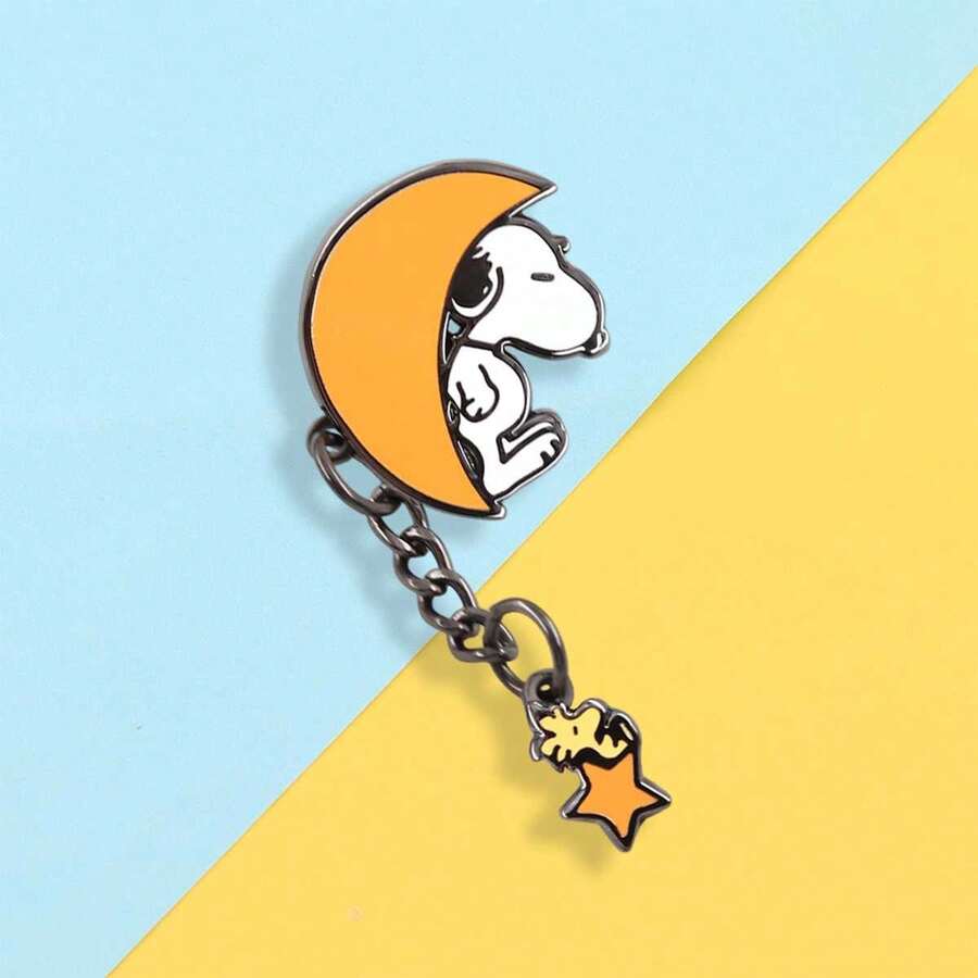 SNOOPY 1枚2026新款美式卡通风格胸针！融合月亮、星星和经典卡通人物元素，设计独特可爱，工艺精湛，品质卓越。 - 彩色 - 查看 1