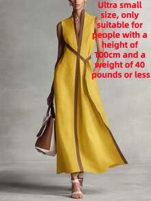 Women's Dress - Summer New Style Of 2026 Stand Up Collar Sleeveless Casual Contrast Loose Dress - 黃色 - 查看 13