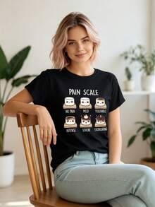 Pain Scale Funny Nurse T Shirt - 黑色 - 查看 4