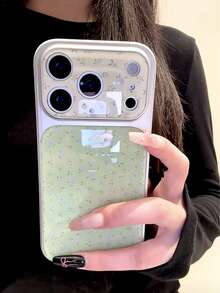 Ốp lưng điện thoại Flower Spring Ins Fresh Green Base Blue Floral 17, ốp acrylic mạ điện 16 Pro Max 15 New 14 chống rơi, rất thời trang 17 Pro - màu xanh lá - Xem 1