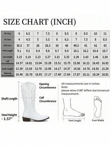 Comfyshoes Women's Embroided Cowboy Boots, Square Toe Knee High Western Boots - 白色 - 查看 8