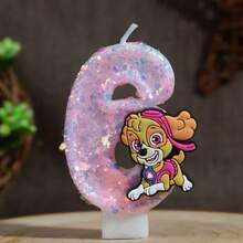 Bougies chiffres de chien de dessin animé, bougies d'anniversaire numéros 0-9 pailletées rose et violet, convient pour diverses décorations de fête et tous les groupes d'âge - Multicolore - Voir 16