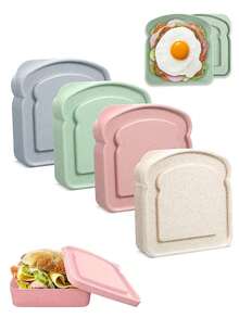 1pc/4pcs Sandwich Box Container, Reusable Bento Box, Toast-Shaped Lunch Box With Lid, Can Hold Salad, Fruit And Vegetables, Bread, Snacks, Suitable For Office, School, Picnic, Camping, Party, Etc., Perfect As A Gift For Family And Friends - View 11