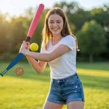 Juego de béisbol de espuma suave con bate de béisbol, colores vibrantes, espuma gruesa, flexible, actividad interactiva, material didáctico, diseño en espiral con función antideslizante, adecuado para regalos de cumpleaños, Día del Niño, Navidad, Halloween y Acción de Gracias - Multicolor - Ver 4