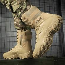 Men's Hiking Boots, All-Terrain Shock Absorption/Outdoor Hiking Boots, Lace-Up Ankle Design, Anti-Slip Rubber Sole With Ergonomic Design, Suitable For Camping, Hiking, Work, Long-Term Use - Khaki - View 5
