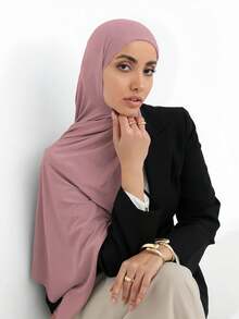 1pc Women's Minimalist Classic Solid Color Elegant Casual Fringe Jersey Hijabs Scarf, Suitable For Daily Life, Outings And Gatherings,Beach,Holiday,Accessories,Travel Essential - Pink - View 4