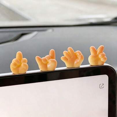 6 st kreativa söta simulerade fingerkakor mikrolandskapsdekor, gör-det-själv-tillbehör för bilens instrumentbräda, skrivbord, datorskärm, mini-prydnader