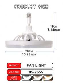 E27 LED 旋转吊扇灯，带遥控器，360° 可调，E27 转换底座，卧室客厅适用，Miflame - 白色 - 查看 10