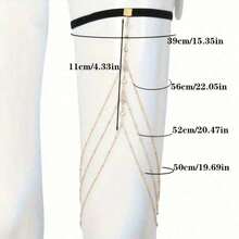 1pc Women's Rhinestone Leg Chain, Durable Alloy Design, Year-Round Luxury Accessory, Perfect Gift For Formal & Daily Wear - Gold - View 3
