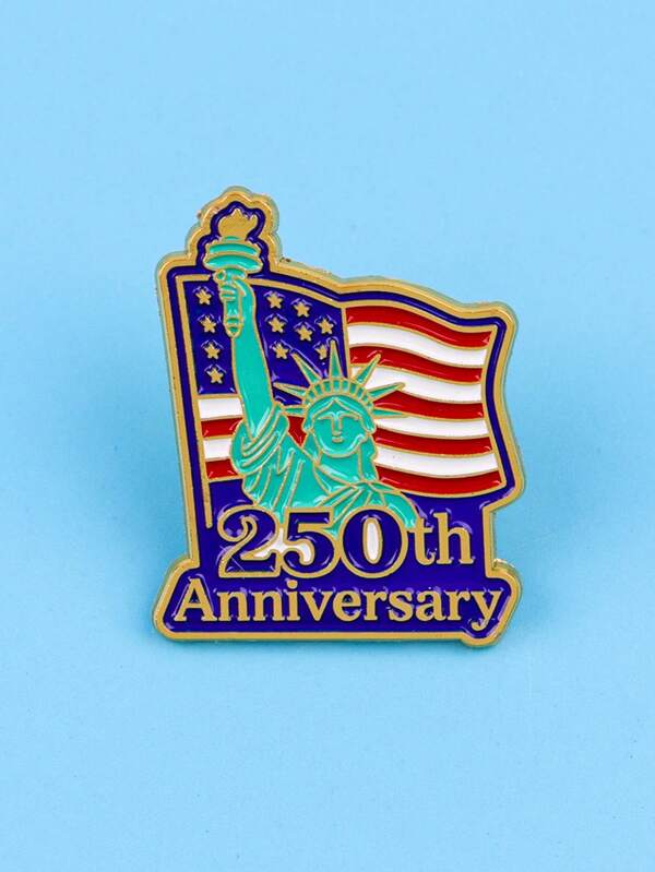 1pc Fashionable Retro American Flag 250th Anniversary Statue Of Liberty Brooch, Suitable For Daily Wear, Commute, Vacation, Unique Jewelry Gift, Versatile Accessory For Casual And Holiday Outfits, Perfect Party And Festival Gift For Women