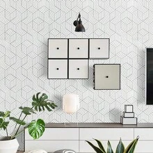 Giấy dán tường tự dính hình học 3D màu vàng sang trọng hiện đại, phong cách Ins cho phòng ngủ, phòng khách, decal dán tường PVC chống thấm nước, có thể giặt, tự cắt được. - bạc - Xem 2