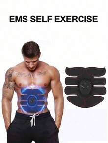 AXH. EMS Abdominal Muscle Stimulator, Fitness Abdominal Muscle Training Pads, Muscle Exercise Device, USB Rechargeable, Home Use For Men - Black - View 1
