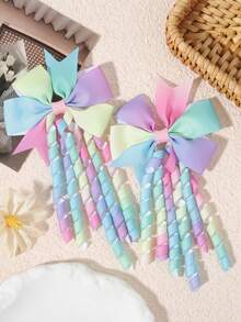 2 chiếc kẹp tóc tua rua hình nơ bằng dopamine, kẹp tóc dễ thương phù hợp với trang phục mùa xuân/hè. - Phối màu - Xem 13