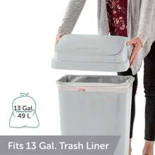 13 Gallon Kitchen Trash Can With Flip Lid, Light Gray Plastic Trash Bin - 1 - View 4
