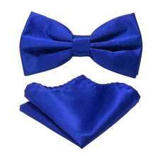 Men's Solid Color Pre-Tied Bow Tie And Pocket Square Set, Casual Men's Necktie - Multicolor - View 21