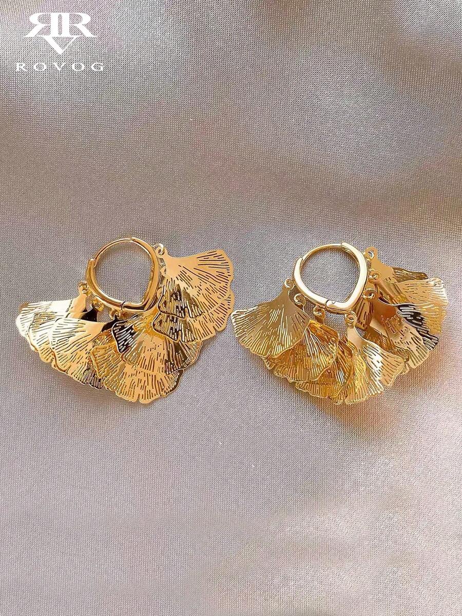 1 Đôi bông tai bằng đồng cao cấp thiết kế hình lá bạch quả thanh lịch, sang trọng dành cho nữ, thích hợp cho mùa xuân/hè.