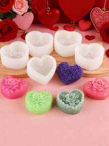 1个心形玫瑰系列蜡烛硅胶模具 - 白色 - 查看 9