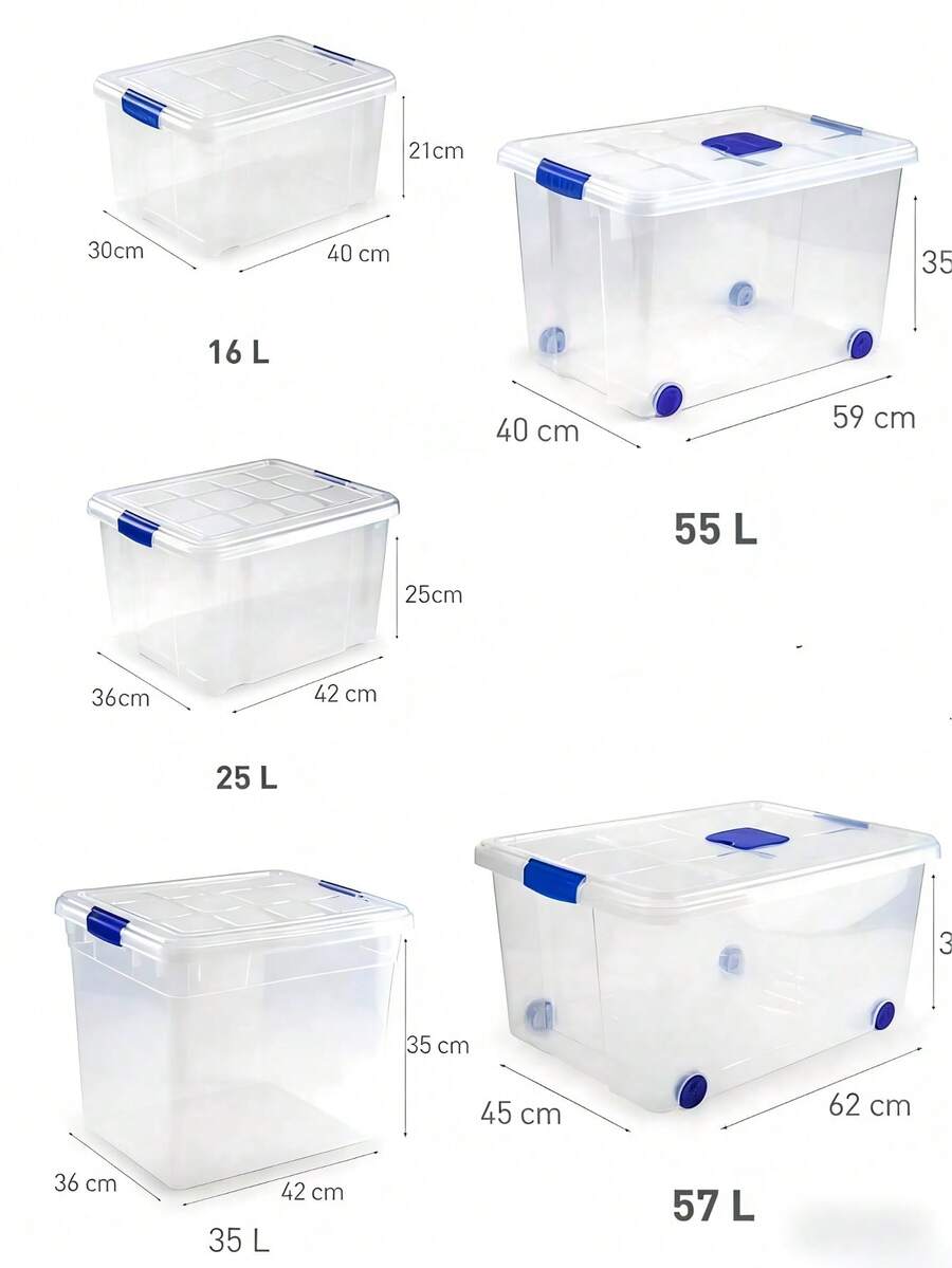 1pc Large Storage Box With Safety Lock Lid, Available In Multiple Sizes. Transparent Multipurpose Storage Box, Suitable For Home, Pantry, Office, Garage And Kitchen Use. - Multiple Specifications - View 1