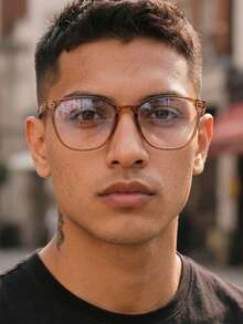 1 Pair Men's Square Frame PC Optical Glasses, Versatile Daily Commute Style - Cold Tea - View 1