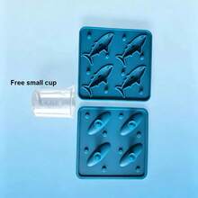 1pc Shark Shaped Silicone Ice Cube Tray, 4-Cavity Non-Stick Silicone Ice Cube Mold Tray, Suitable For Making Ice Cubes, Chocolates And Cookies, Creative Kitchen Party Mold, Essential For Dessert Lovers - Multicolor - View 13