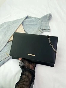 新款时尚女士单肩斜挎信封包，韩版手拿包 - 黑色 - 查看 8