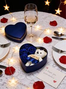 1 pezzo Set regalo in scatola di latta a forma di cuore romantico - Il regalo romantico perfetto per il tuo amato, adatto per anniversari, compleanni, festa della mamma, proposte di matrimonio e sorprese per le vacanze. Include 3 rose artificiali realistiche, un pezzo decorativo e un cartellino inciso con "Ti amo". - multicolore - Visualizzare 3